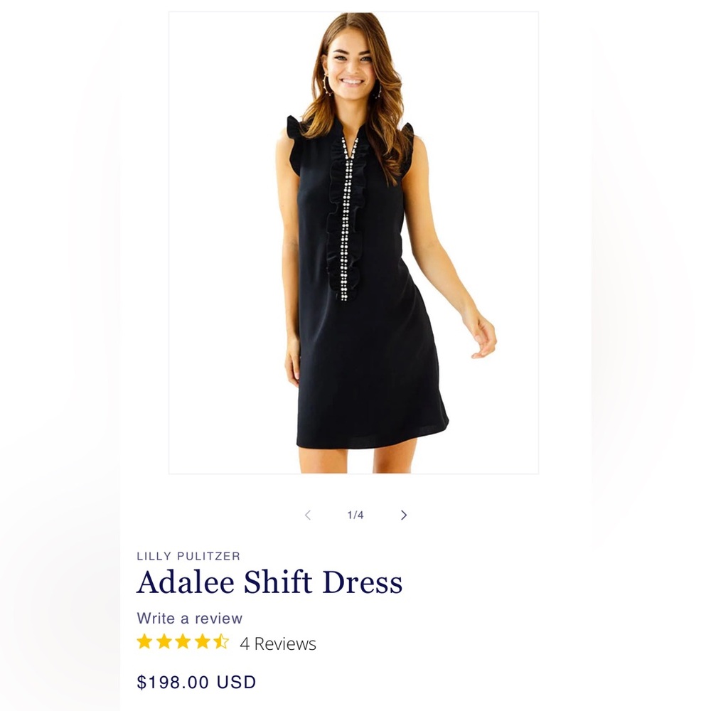 Lilly Pulitzer Adalee Shift Dress-Navy-Size 14